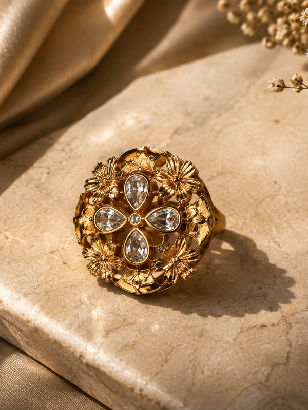 Gulbahaar Polki Statement Ring