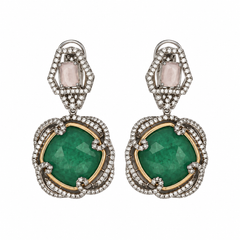 Zareen Emerald Polki Necklace & Earrings Set