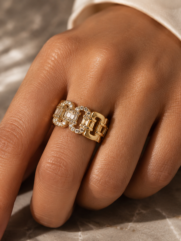 Riviera Link Crystal Band Ring