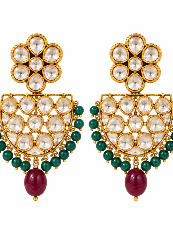 Meher Ruby & Emerald Polki Mala Necklace Set
