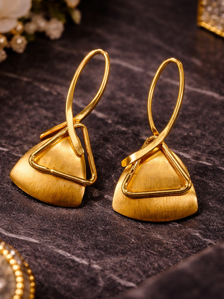 Modern Geometry Gold Drop Earrings
