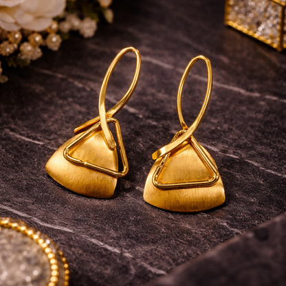 Modern Geometry Gold Drop Earrings