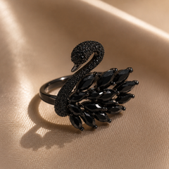 Midnight Swan Statement Ring