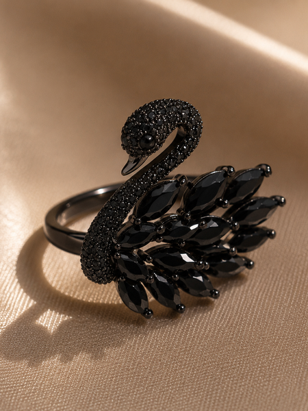 Midnight Swan Statement Ring