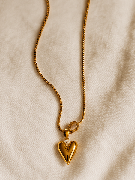 Golden Embrace Heart Pendant Necklace