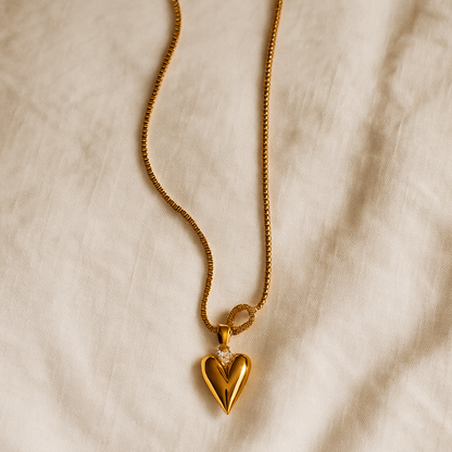 Golden Embrace Heart Pendant Necklace