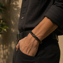 The Noir Chain Leather Bracelet