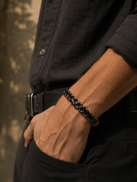 The Noir Chain Leather Bracelet