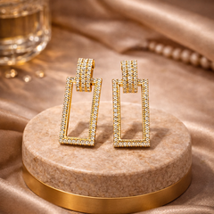 Luxe Frame Gold-Plated Drop Earrings

