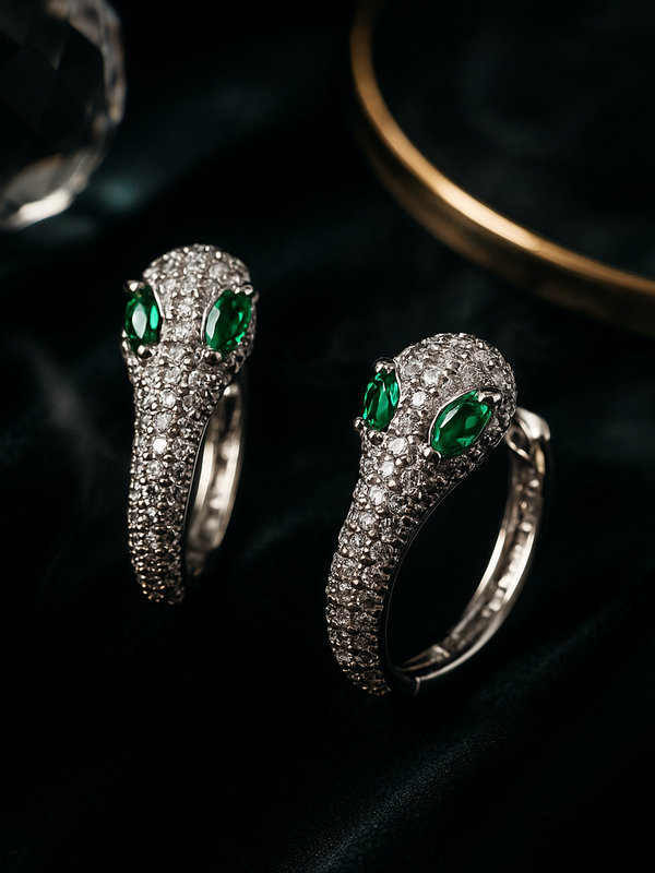 Serpentina Emerald Diamond Hoops