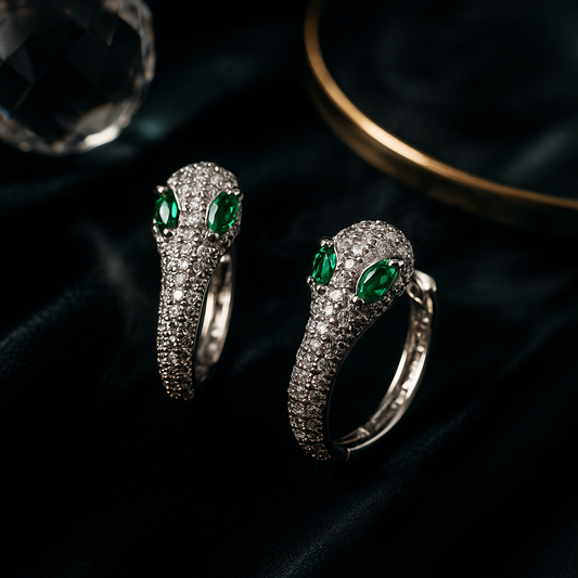 Serpentina Emerald Diamond Hoops
