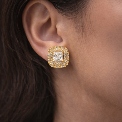 Celeste Cushion Halo Stud Earrings