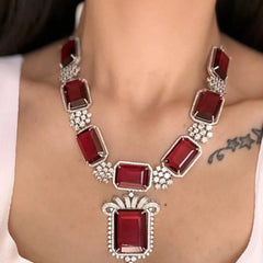 Regal Ruby Diamond Necklace Set