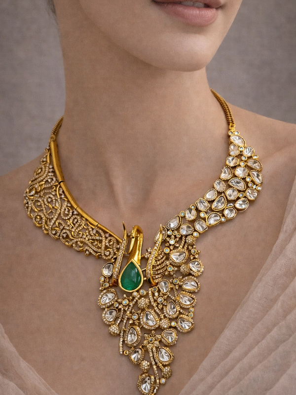 Emerald Peacock Heritage Necklace Set