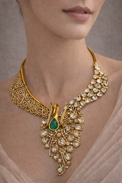 Emerald Peacock Heritage Necklace Set