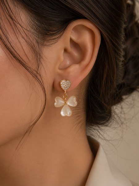 Amora Mother of Pearl Clover Drop Earrings