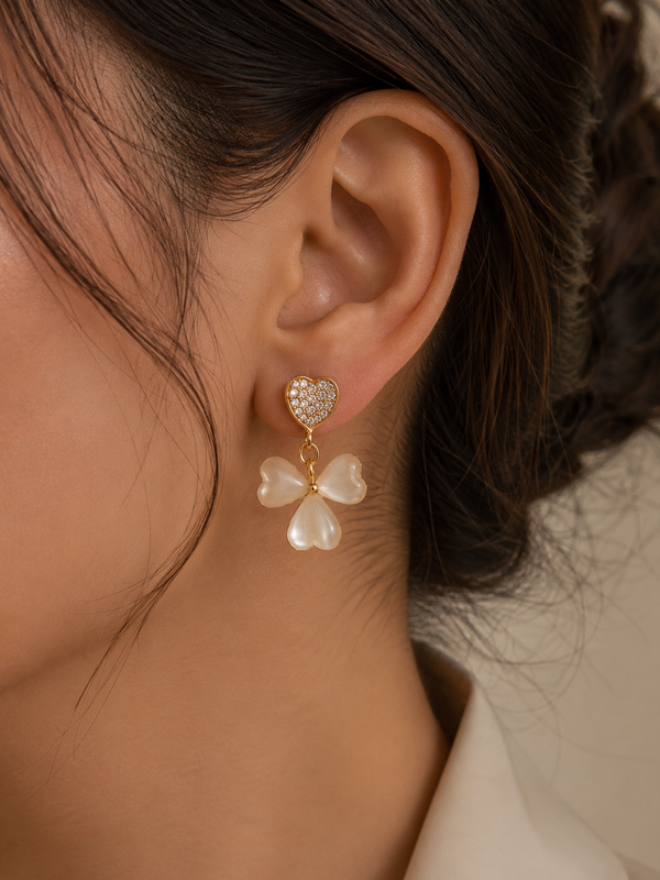 Amora Mother of Pearl Clover Drop Earrings