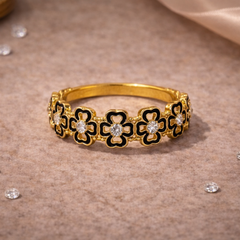 Noir Blossom Enamel Ring