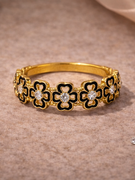 Noir Blossom Enamel Ring