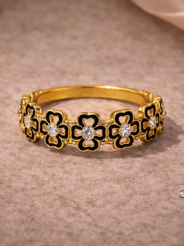 Noir Blossom Enamel Ring