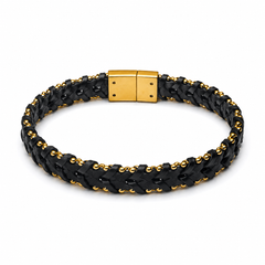 The Noir Chain Leather Bracelet