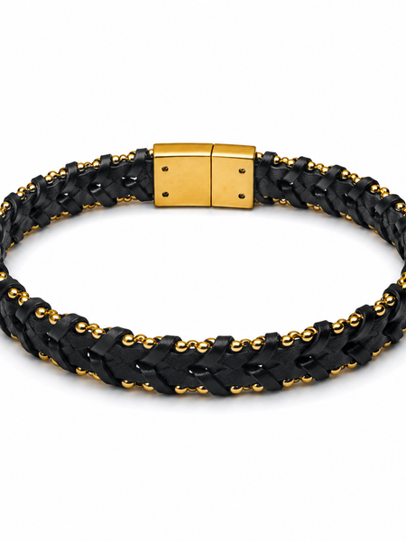 The Noir Chain Leather Bracelet