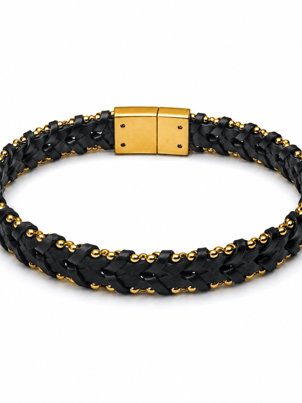 The Noir Chain Leather Bracelet
