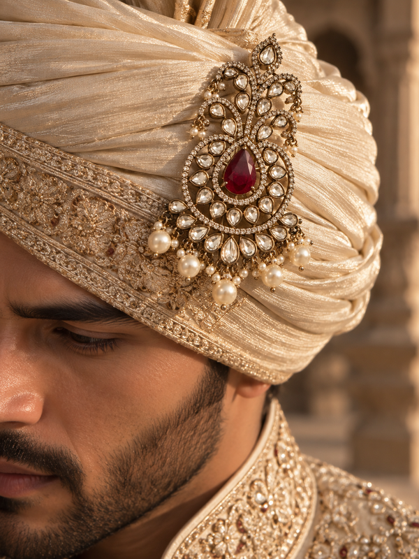 Ruhan Ruby Kundan Men’s Kalgi