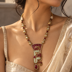 Mehr-e-Maharani Ruby Necklace & Earrings Set