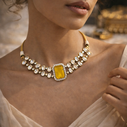 Yellow Sapphire Noor Heritage Necklace Set