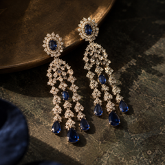 Neelara Sapphire Cascading Necklace & Earrings Set