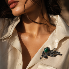 Verdant Noir Floral Brooch