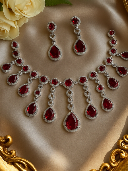 Rouge Cascade Diamond Necklace Set