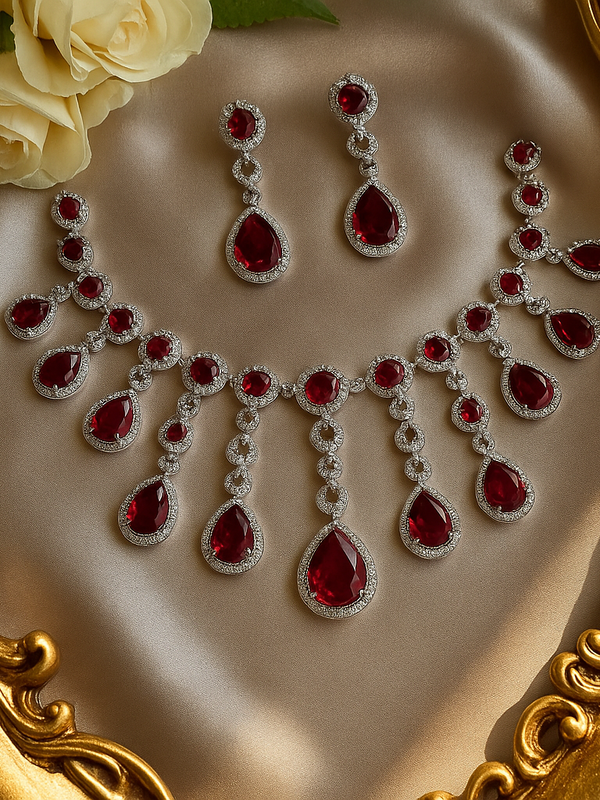 Rouge Cascade Diamond Necklace Set