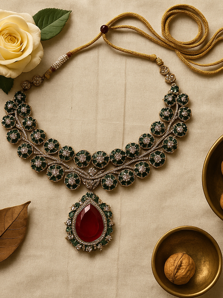 Emerald Royale Ruby Drop Necklace Set
