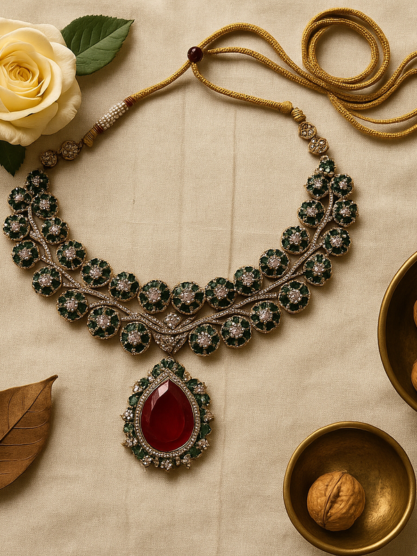 Emerald Royale Ruby Drop Necklace Set