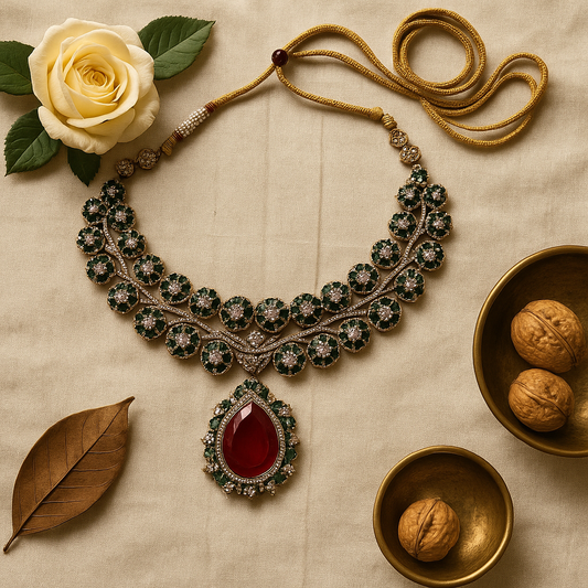 Emerald Royale Ruby Drop Necklace Set