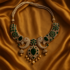 Majestic Emerald Elephant Motif Choker Set