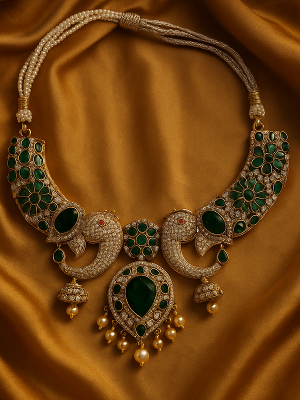 Majestic Emerald Elephant Motif Choker Set