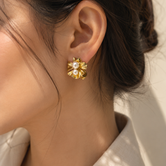 Fleur Pearl Statement Stud Earrings