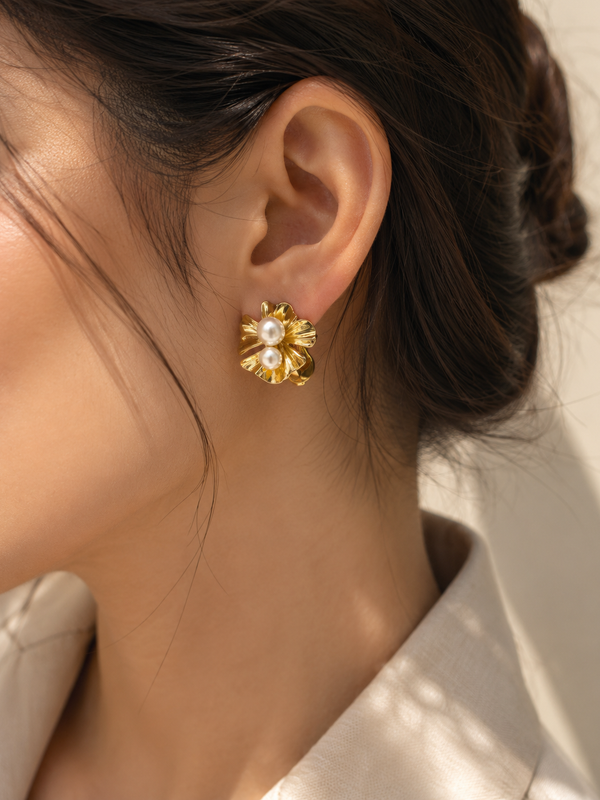 Fleur Pearl Statement Stud Earrings