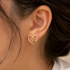 Serpentina Emerald Heart Earrings