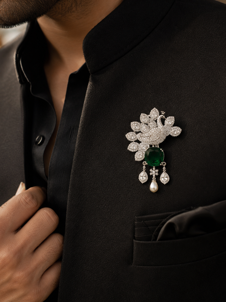 The Emerald Mayura Statement Brooch