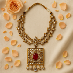 Regal Ruby Kundan Heritage Necklace Set