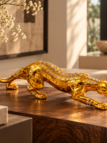 Regal Prowl Gold Panther Sculpture