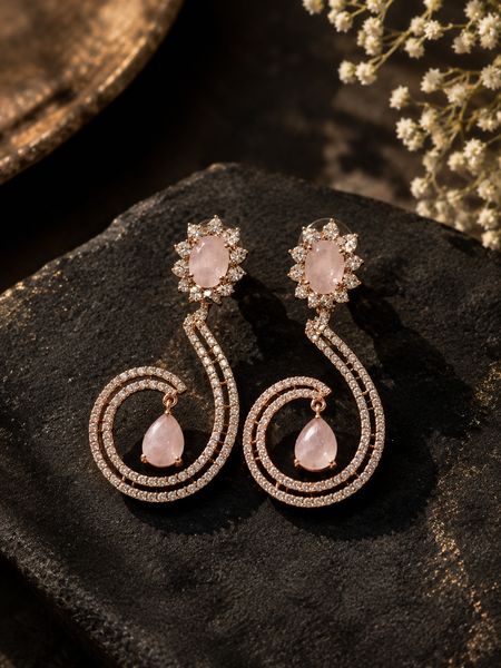 Rosé Celeste Crystal Drop Earrings