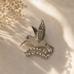 Crystal Hummingbird Brooch