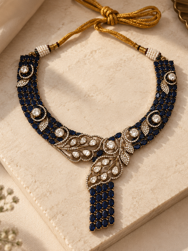 Neelanjali Sapphire Statement Necklace & Earrings Set