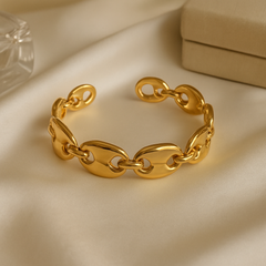 Golden Link Chain Cuff Bracelet