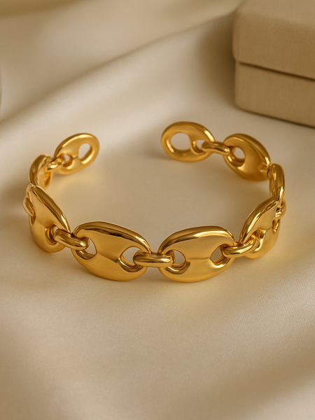 Golden Link Chain Cuff Bracelet